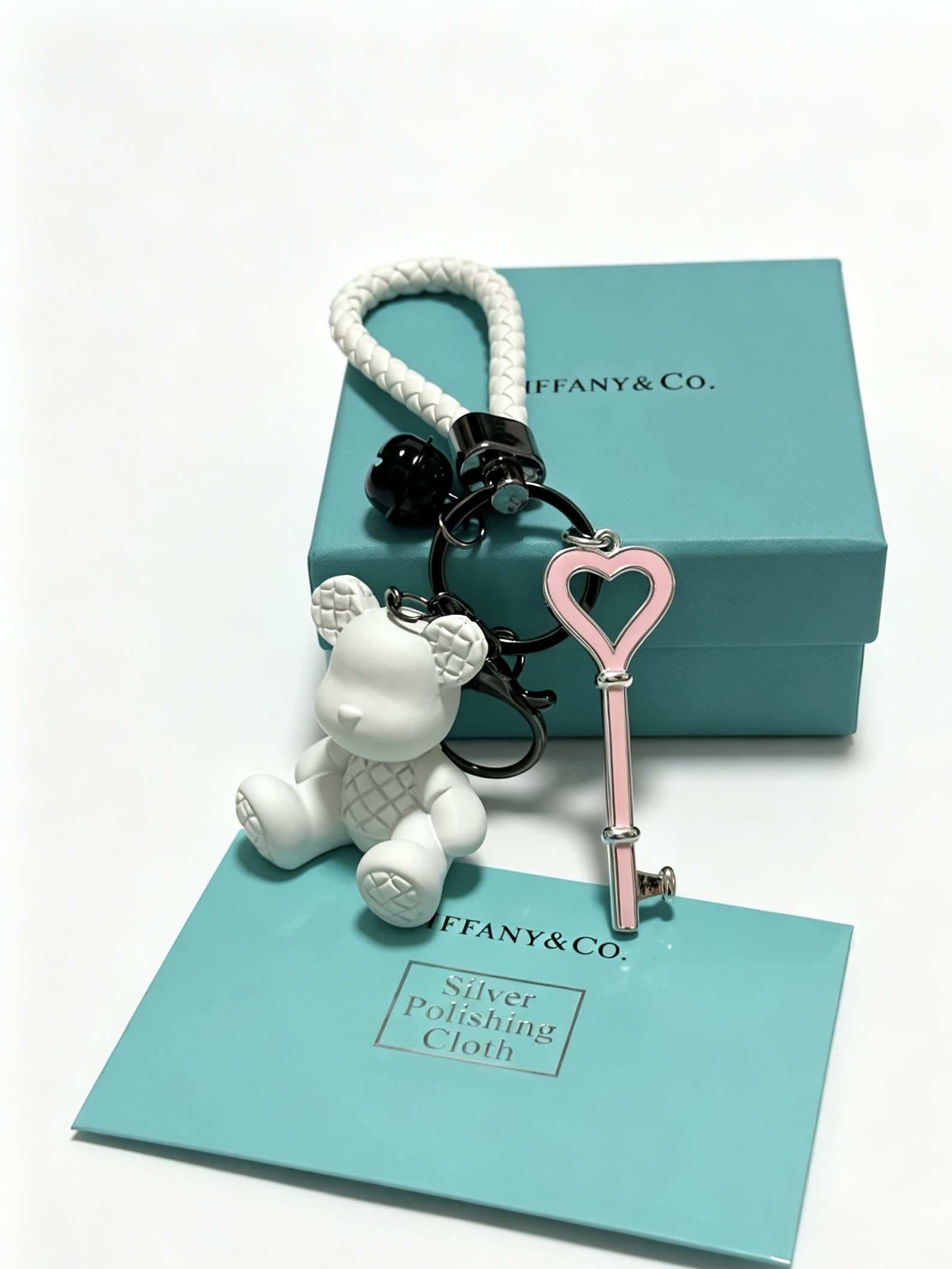 Tiffany & Co. Sterling Silver Bear Charm with Key and Rope